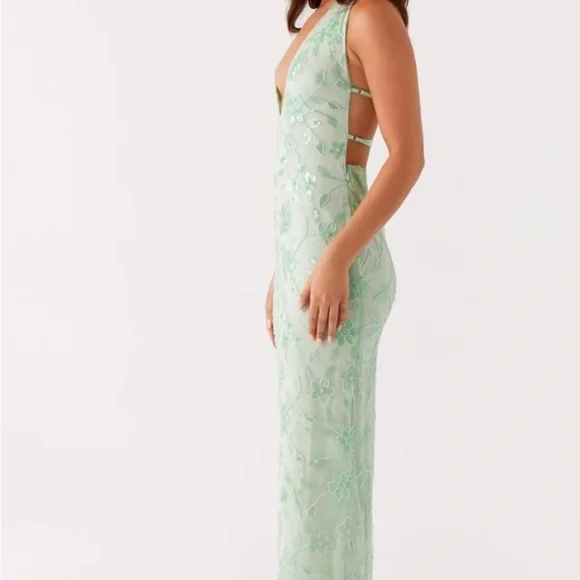 Cydney Beaded Dress - Green/Sage Maxi Dress Formal US 2/AU6 - Picture 2 of 5